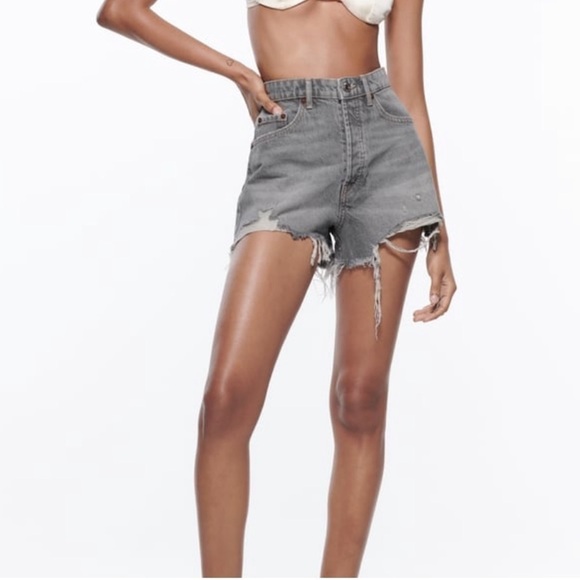 Zara High Rise Faded Denim Shorts - Picture 10 of 10